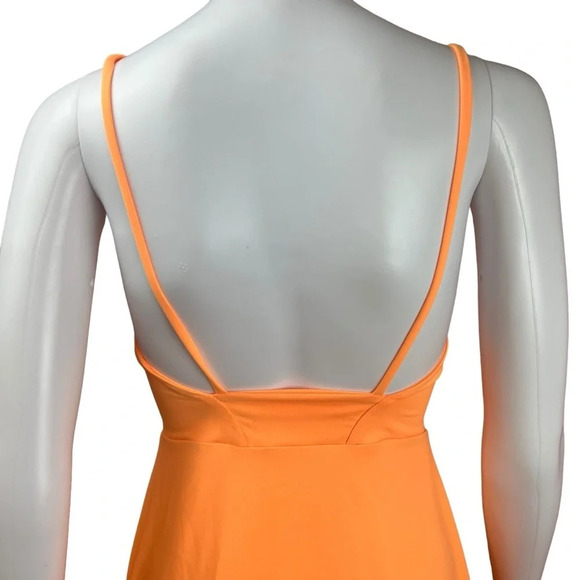 Susana Monaco V-Neck A-Line Mini Dress in Electric Orange Neon - Picture 12 of 16